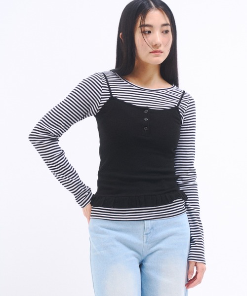 FEKETE（フェケテ）の「STRIPE LONG SLEEVE TEE / ボーダーロンT（Tシャツ/カットソー・レディース・アイボリー/グレー・FREE）」の10枚目の写真