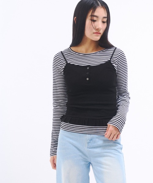 FEKETE（フェケテ）の「STRIPE LONG SLEEVE TEE / ボーダーロンT（Tシャツ/カットソー・レディース・アイボリー/グレー・FREE）」の11枚目の写真