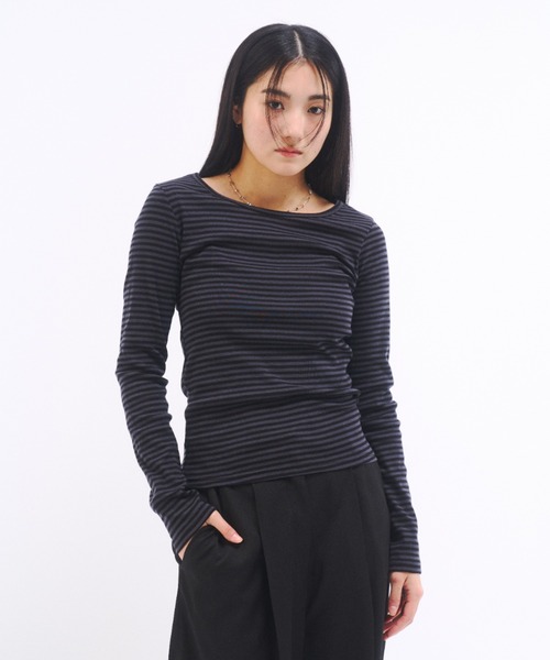 FEKETE（フェケテ）の「STRIPE LONG SLEEVE TEE / ボーダーロンT（Tシャツ/カットソー・レディース・アイボリー/グレー・FREE）」の15枚目の写真