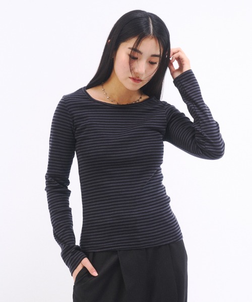 FEKETE（フェケテ）の「STRIPE LONG SLEEVE TEE / ボーダーロンT（Tシャツ/カットソー・レディース・アイボリー/グレー・FREE）」の17枚目の写真