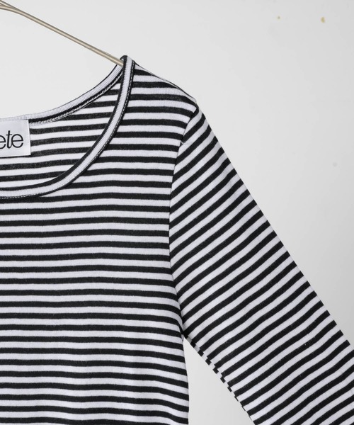 FEKETE（フェケテ）の「STRIPE LONG SLEEVE TEE / ボーダーロンT（Tシャツ/カットソー・レディース・アイボリー/グレー・FREE）」の3枚目の写真