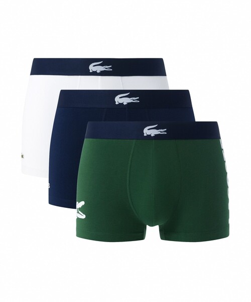 LACOSTE（ラコステ）の「３パックストレッチコットントランクボクサーショーツ / ボクサーパンツ（ボクサーパンツ・メンズ・グリーン/ネイビー/ブラック/ブルー/グレー・M/L/S/XL）」の4枚目の写真