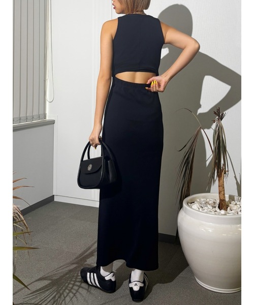 EVRIS（エヴリス）の「【パッド付】バックオープンアメスリロングワンピース（ワンピース・レディース・ブルー/グレー/レッド/ブラック・FREE）」の2枚目の写真