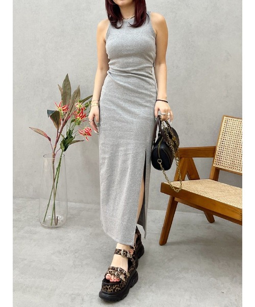 EVRIS（エヴリス）の「【パッド付】バックオープンアメスリロングワンピース（ワンピース・レディース・ブルー/グレー/レッド/ブラック・FREE）」の5枚目の写真