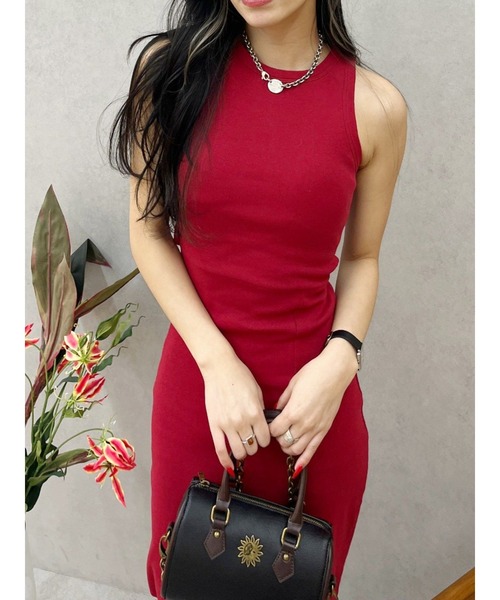 EVRIS（エヴリス）の「【パッド付】バックオープンアメスリロングワンピース（ワンピース・レディース・ブルー/グレー/レッド/ブラック・FREE）」の11枚目の写真