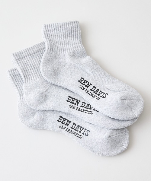 BEN DAVIS（ベンデイビス）の「【BEN DAVIS/ベンデイビス】ロゴプリント 3P ソックス（ソックス/靴下・メンズ・ホワイト/ブラック/グレー・FREE）」の3枚目の写真