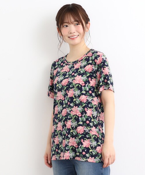 LAURA ASHLEY（ローラアシュレイ）の「【洗える／ジャージ素材／同柄アイテムあり】シャーボーン柄プルオーバー（Tシャツ/カットソー・レディース・ネイビー系/パープル系5・38/40）」の5枚目の写真