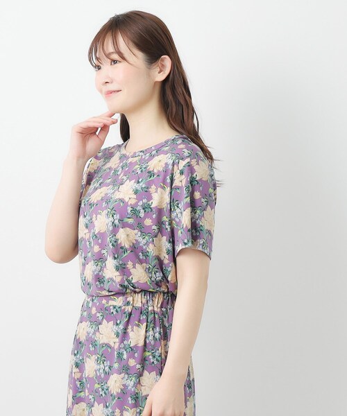 LAURA ASHLEY（ローラアシュレイ）の「【洗える／ジャージ素材／同柄アイテムあり】シャーボーン柄プルオーバー（Tシャツ/カットソー・レディース・ネイビー系/パープル系5・38/40）」の9枚目の写真