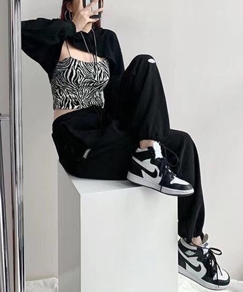 Lace Ladies（レースレディース）の「裾絞り ドロスト スウェット トラック パンツ（スウェットパンツ・レディース・ダークグレー/ブラック/ライトグレー・M/XL）」の4枚目の写真