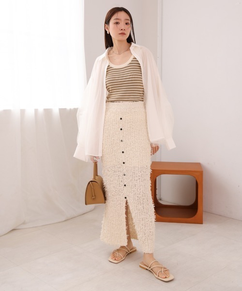 Bab(バブ)の「【LOOK掲載/2025SS】チュールリボンヤーン2WAYサマーニットスカート(スカート・レディース・チャコールグレー/アイボリー/ブルー・FREE)」の12枚目の写真