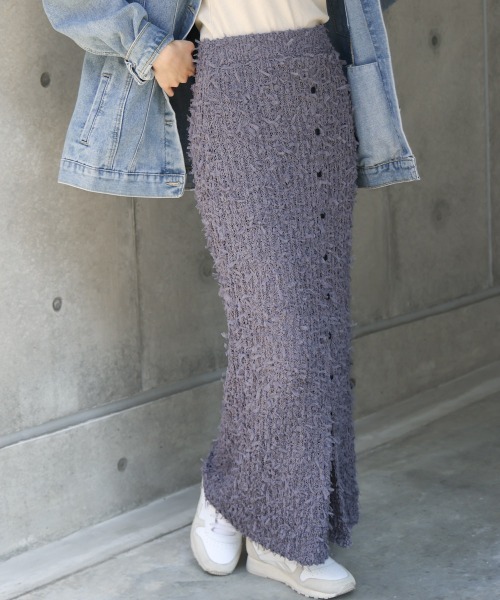 Bab(バブ)の「【LOOK掲載/2025SS】チュールリボンヤーン2WAYサマーニットスカート(スカート・レディース・チャコールグレー/アイボリー/ブルー・FREE)」の16枚目の写真