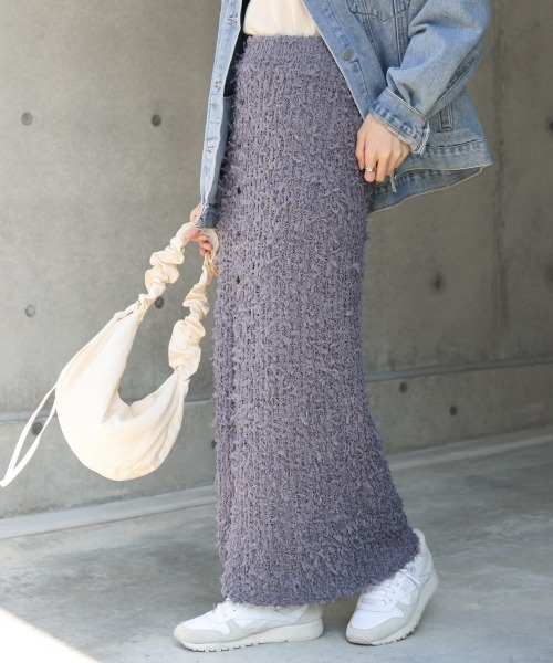 Bab(バブ)の「【LOOK掲載/2025SS】チュールリボンヤーン2WAYサマーニットスカート(スカート・レディース・チャコールグレー/アイボリー/ブルー・FREE)」の17枚目の写真