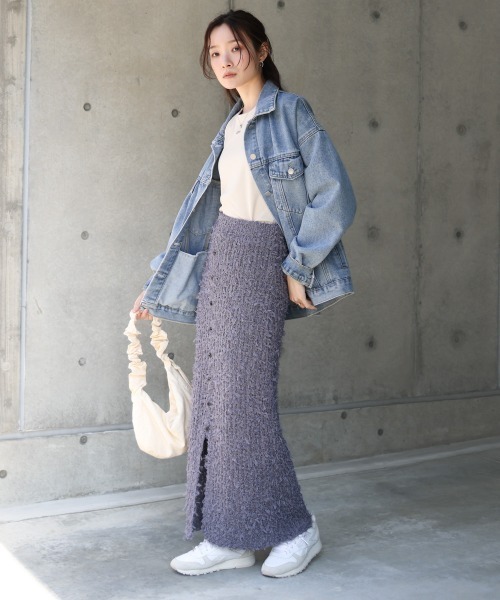 Bab(バブ)の「【LOOK掲載/2025SS】チュールリボンヤーン2WAYサマーニットスカート(スカート・レディース・チャコールグレー/アイボリー/ブルー・FREE)」の18枚目の写真