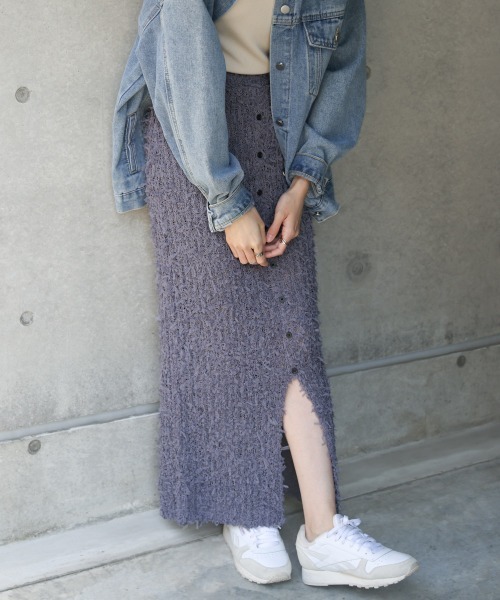 Bab(バブ)の「【LOOK掲載/2025SS】チュールリボンヤーン2WAYサマーニットスカート(スカート・レディース・チャコールグレー/アイボリー/ブルー・FREE)」の19枚目の写真