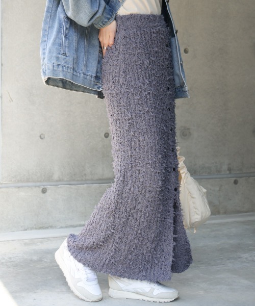 Bab(バブ)の「【LOOK掲載/2025SS】チュールリボンヤーン2WAYサマーニットスカート(スカート・レディース・チャコールグレー/アイボリー/ブルー・FREE)」の20枚目の写真