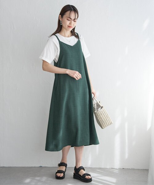 ikka（イッカ）の「【2点セット】リネンライク2WAYキャミワンピセット（ワンピース・レディース・ブラック/グリーン/ベージュ・M/L/S）」の5枚目の写真