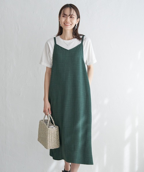 ikka（イッカ）の「【2点セット】リネンライク2WAYキャミワンピセット（ワンピース・レディース・ブラック/グリーン/ベージュ・M/L/S）」の15枚目の写真