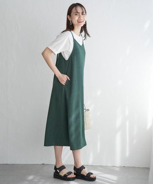 ikka（イッカ）の「【2点セット】リネンライク2WAYキャミワンピセット（ワンピース・レディース・ブラック/グリーン/ベージュ・M/L/S）」の16枚目の写真