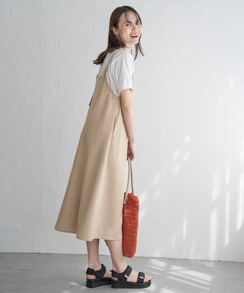 ikka（イッカ）の「【2点セット】リネンライク2WAYキャミワンピセット（ワンピース・レディース・ブラック/グリーン/ベージュ・M/L/S）」の11枚目の写真