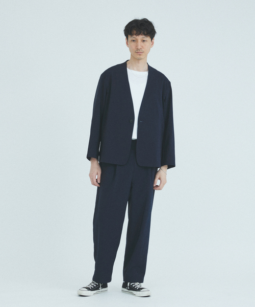 JOURNAL STANDARD（ジャーナルスタンダード）の「”吸水速乾 / 通気性” EVALET ストレッチ ノーカラージャケット / セットアップ対応（ノーカラージャケット・メンズ・ネイビー/ブラック系その他/チョコ・SMALL/MEDIUM/LARGE）」の12枚目の写真