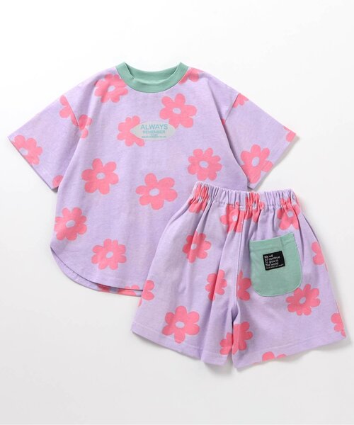 BREEZE（ブリーズ）の「【WEB限定/ジュニア対応】バリエーション半袖セットアップ（ルームウェア/パジャマ・キッズ・オフホワイト/サックスブルー/チャコール/ラベンダー/イエロー/レインボー・90/100/110/120/130/140/150）」の4枚目の写真