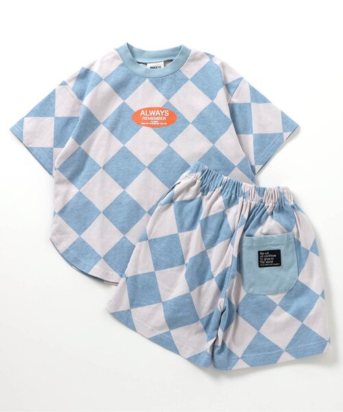 BREEZE（ブリーズ）の「【WEB限定/ジュニア対応】バリエーション半袖セットアップ（ルームウェア/パジャマ・キッズ・オフホワイト/サックスブルー/チャコール/ラベンダー/イエロー/レインボー・90/100/110/120/130/140/150）」の3枚目の写真