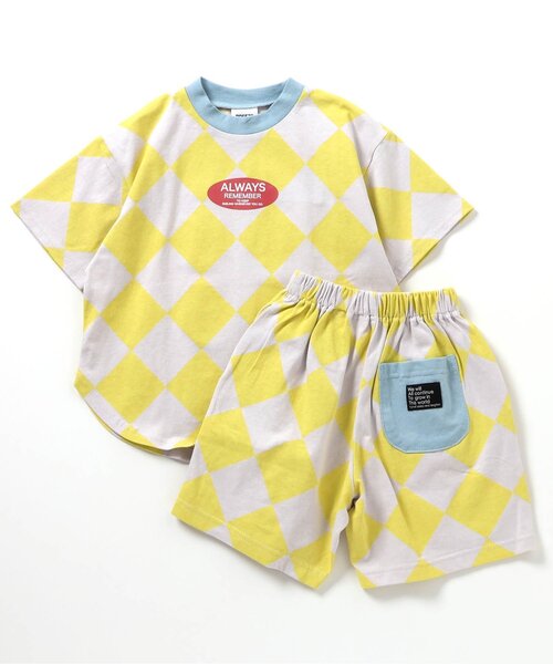 BREEZE（ブリーズ）の「【WEB限定/ジュニア対応】バリエーション半袖セットアップ（ルームウェア/パジャマ・キッズ・オフホワイト/サックスブルー/チャコール/ラベンダー/イエロー/レインボー・90/100/110/120/130/140/150）」の5枚目の写真