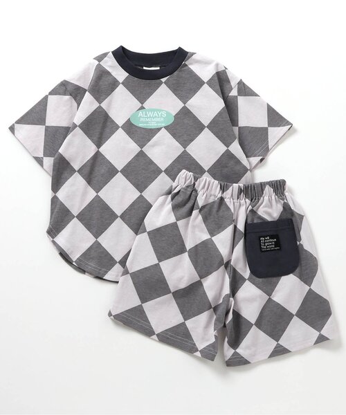 BREEZE（ブリーズ）の「【WEB限定/ジュニア対応】バリエーション半袖セットアップ（ルームウェア/パジャマ・キッズ・オフホワイト/サックスブルー/チャコール/ラベンダー/イエロー/レインボー・90/100/110/120/130/140/150）」の2枚目の写真