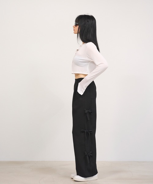 Nora Lily elle（ノラリリーエル）の「【Nora Lily】「elle」Design Cut L/S Cardigan（Tシャツ/カットソー・レディース・ブラック/ホワイト/チャコールグレー・FREE）」の6枚目の写真