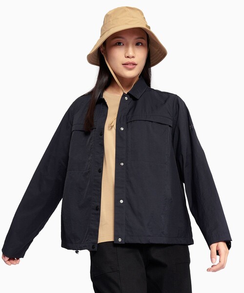 AIGLE（エーグル）の「UVカット 撥水 マルチユース ナイロンシャツジャケット（ナイロンジャケット・レディース・ブラック/ホワイト・40/34/36/38）」の7枚目の写真