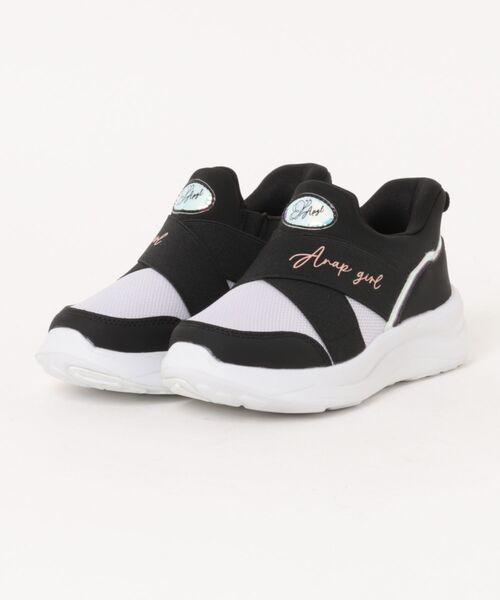 ANAP GｉRL（アナップガール）の「【ANAP GIRL】 スパットシューズ（スリッポンタイプ） 手を使わずに履ける 【19.0cm～24.0cm】（スニーカー・キッズ・ブラック/ベージュ/パープル・19.0cm/20.0cm/21.0cm/22.0cm/23.0cm/24.0cm）」の3枚目の写真