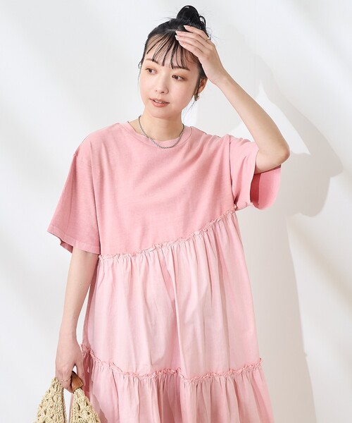 【SaturdayClub】半袖 裾フリル◇プリーツワンピース*送関込 楽天市場】主役級コントラストが際立つ裾プリーツ切替ワンピース