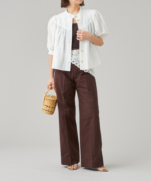 美品　22SS IENA LA BOUCLE コットンタックスリーブブラウス 白 追加》IENA LA BOUCLE バテンレース ブラウス3（シャツ/ブラウス