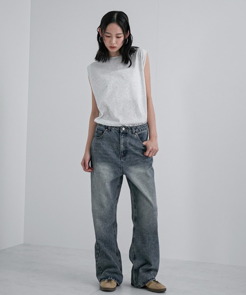 feepur（フェピュール）の「ストレートルーズデニム（デニムパンツ・レディース・ブラック/サックスブルー・SMALL/MEDIUM/LARGE）」の10枚目の写真