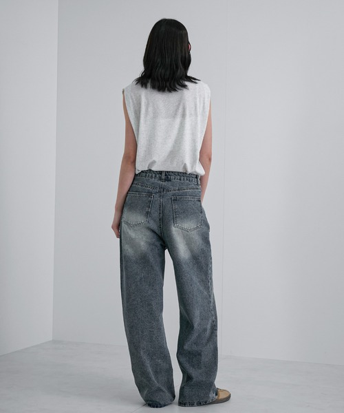 feepur（フェピュール）の「ストレートルーズデニム（デニムパンツ・レディース・ブラック/サックスブルー・SMALL/MEDIUM/LARGE）」の11枚目の写真