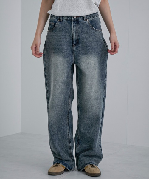 feepur（フェピュール）の「ストレートルーズデニム（デニムパンツ・レディース・ブラック/サックスブルー・SMALL/MEDIUM/LARGE）」の12枚目の写真