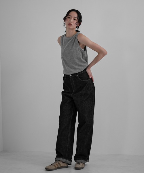 feepur（フェピュール）の「ストレートルーズデニム（デニムパンツ・レディース・ブラック/サックスブルー・SMALL/MEDIUM/LARGE）」の4枚目の写真