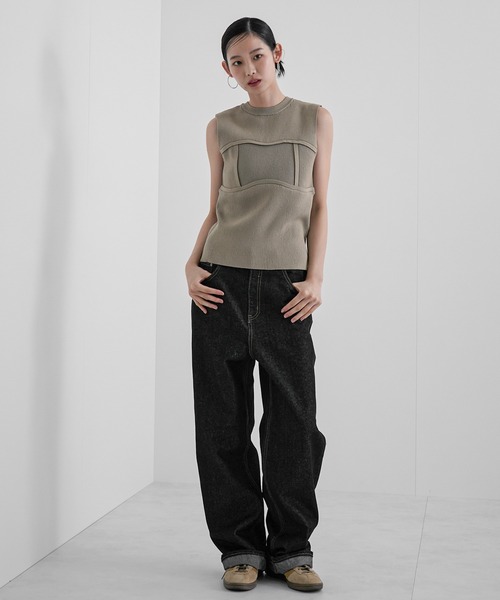 feepur（フェピュール）の「ストレートルーズデニム（デニムパンツ・レディース・ブラック/サックスブルー・SMALL/MEDIUM/LARGE）」の5枚目の写真