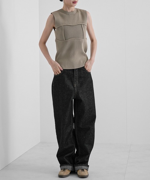 feepur（フェピュール）の「ストレートルーズデニム（デニムパンツ・レディース・ブラック/サックスブルー・SMALL/MEDIUM/LARGE）」の6枚目の写真