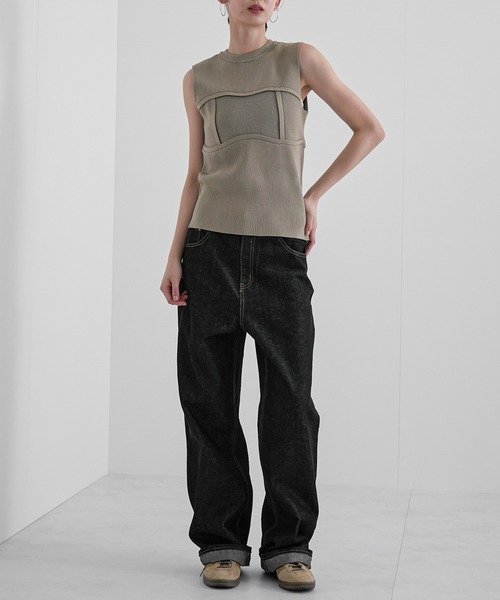 feepur（フェピュール）の「ストレートルーズデニム（デニムパンツ・レディース・ブラック/サックスブルー・SMALL/MEDIUM/LARGE）」の7枚目の写真