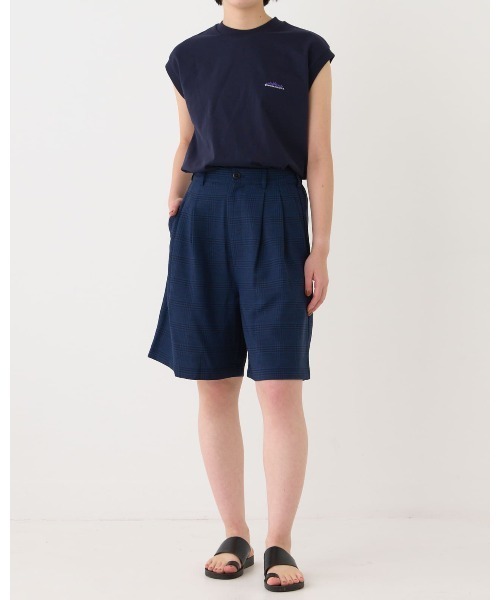 THOUSAND MILE】TUCK SHORT PANTS LINE LIKE CHECK/タック