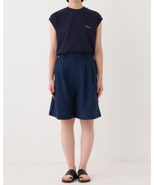セール】【THOUSAND MILE】TUCK SHORT PANTS LINE LIKE CHECK