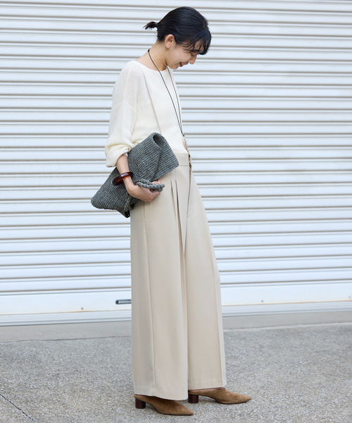 SLOBE IENA(スローブイエナ)の「《追加》リネン混畦ニット(ニット/セーター・レディース・ホワイト/ネイビー/サックスブルー/ピンク・FREE)」の14枚目の写真
