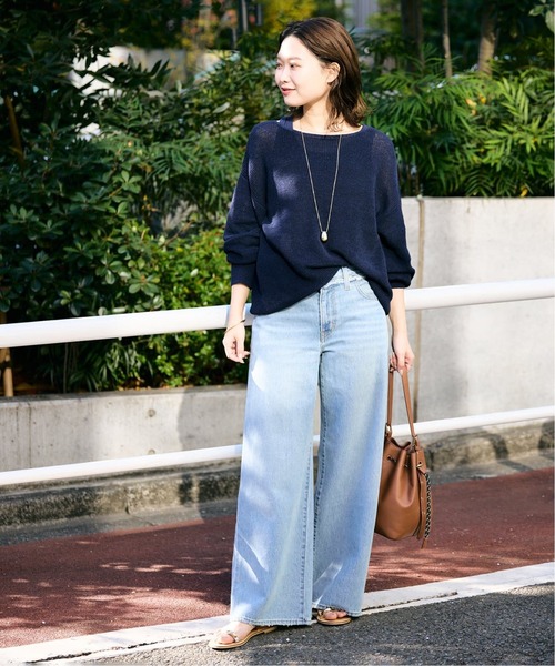 SLOBE IENA(スローブイエナ)の「《追加》リネン混畦ニット(ニット/セーター・レディース・ホワイト/ネイビー/サックスブルー/ピンク・FREE)」の20枚目の写真