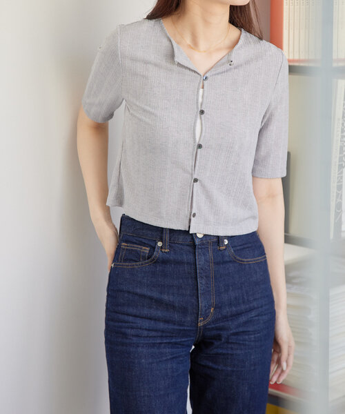 gemeil（ジェムイル）の「【再値下】クロップドシアーカーディガン（IF-225）（Tシャツ/カットソー・レディース・ブラック/アイボリー/グレー・MEDIUM/SMALL）」の19枚目の写真