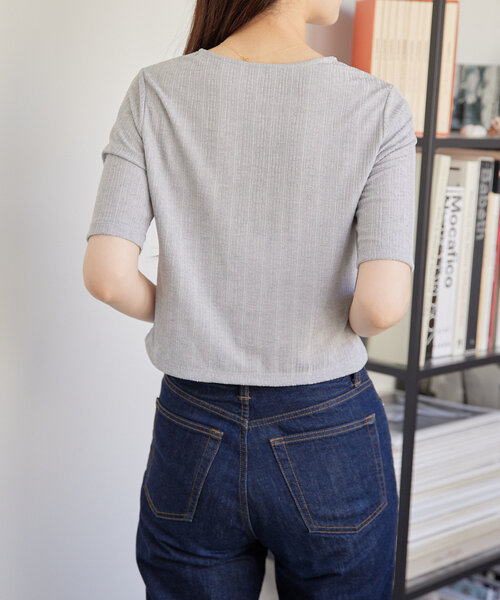 gemeil（ジェムイル）の「【再値下】クロップドシアーカーディガン（IF-225）（Tシャツ/カットソー・レディース・ブラック/アイボリー/グレー・MEDIUM/SMALL）」の20枚目の写真
