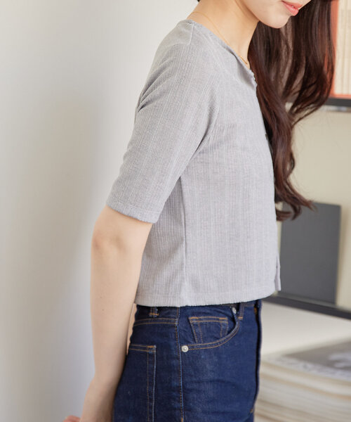 gemeil（ジェムイル）の「【再値下】クロップドシアーカーディガン（IF-225）（Tシャツ/カットソー・レディース・ブラック/アイボリー/グレー・MEDIUM/SMALL）」の21枚目の写真