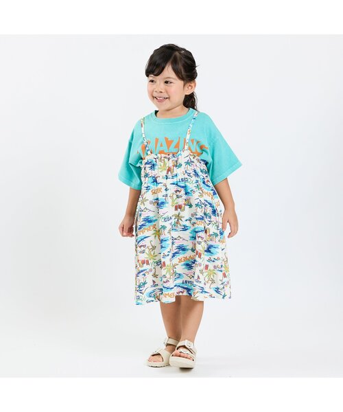 F.O.KIDS（エフオーキッズ）の「【リンク/ジュニア対応】アロハワンピース（ワンピース・キッズ・キナリ/オレンジ/レインボー・140/130/80/120/110/100/90）」の14枚目の写真