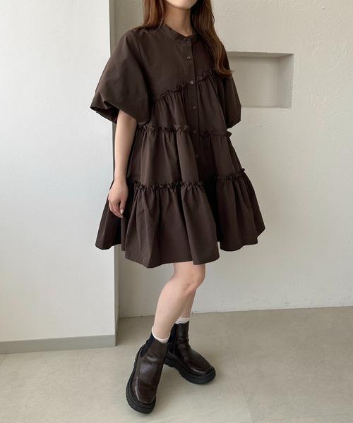 apres jour clair（アプレジュールクレア）の「【apres jour clair】SSティアードチュニックシャツ（チュニック・レディース・ブルー/アイボリー/ライトグレー/ブラウン系その他・フリー/X-LARGE）」の3枚目の写真