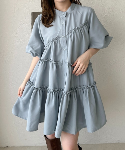 apres jour clair（アプレジュールクレア）の「【apres jour clair】SSティアードチュニックシャツ（チュニック・レディース・ブルー/アイボリー/ライトグレー/ブラウン系その他・フリー/X-LARGE）」の9枚目の写真